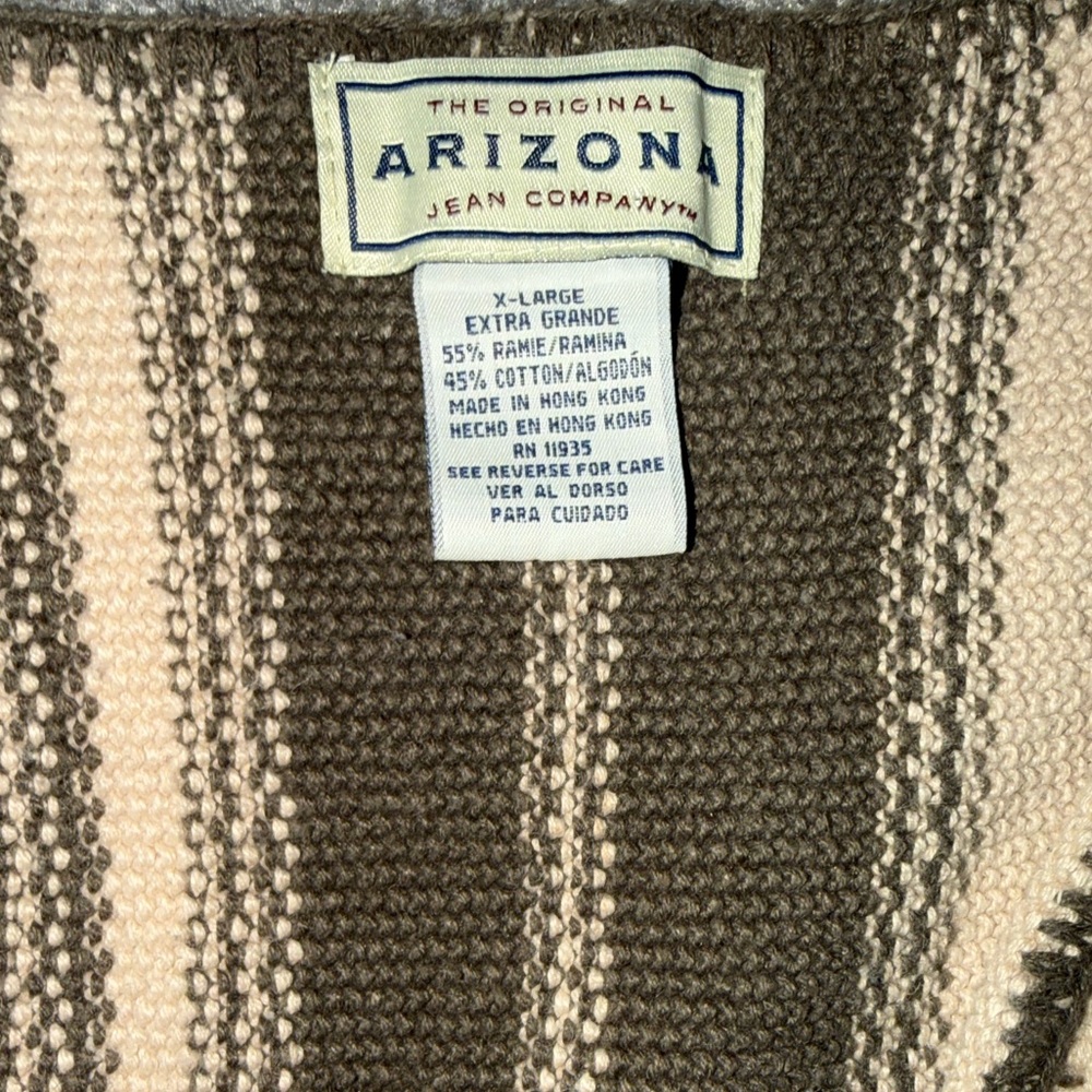 Arizona Jean Company Striped Knit Vest in Blue/ Cream and Brown - Picture 2 of 3